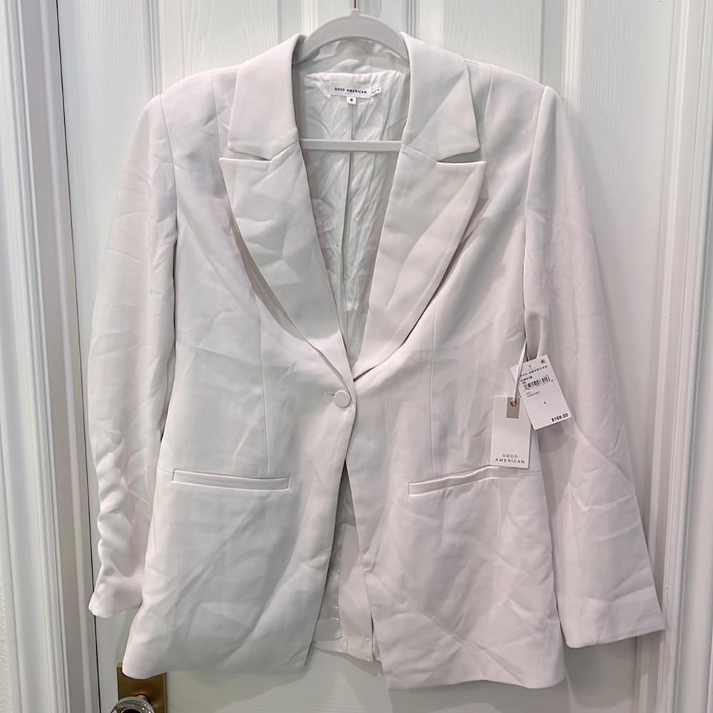š¤ NWT Good American Fitted Blazer Ivory Size 2 MEDIUM - Picture 4 of 12